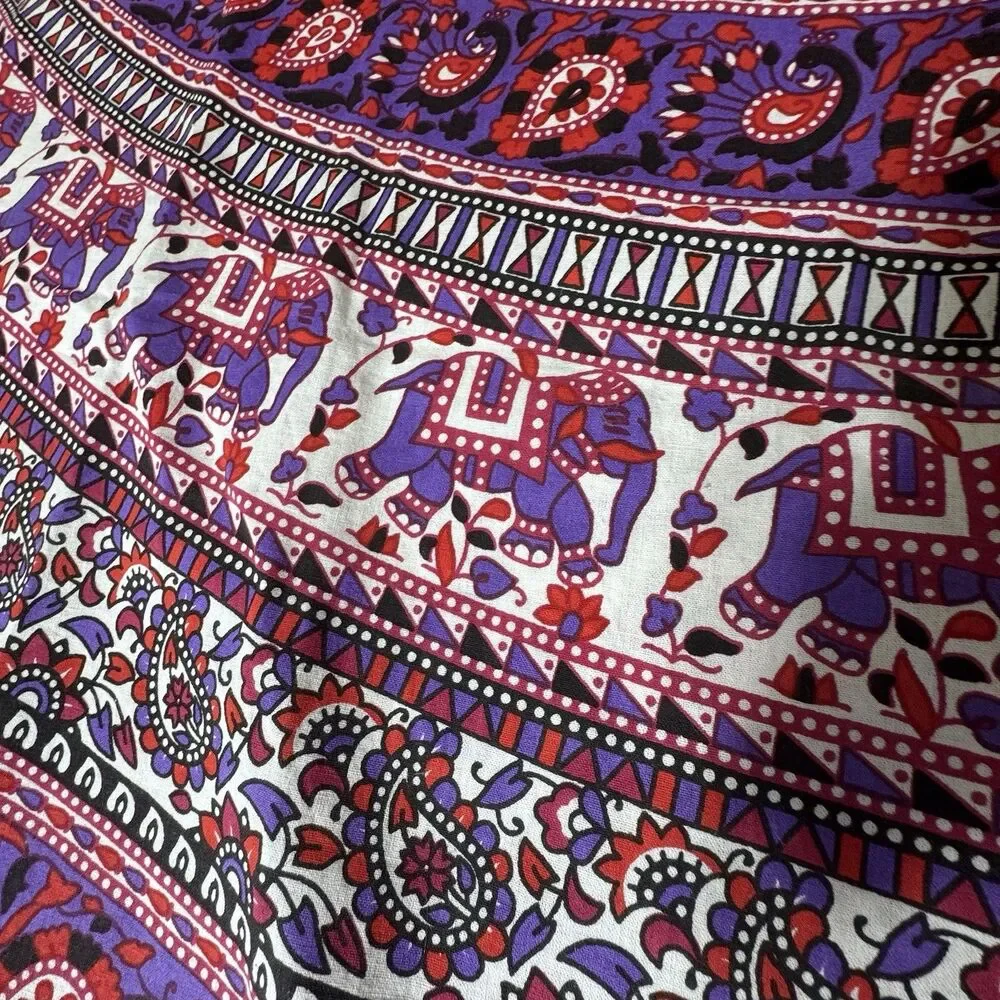 Pottery Barn Boho Floral Mandala Elephant Tapestry Curtain Valance  80”x90”